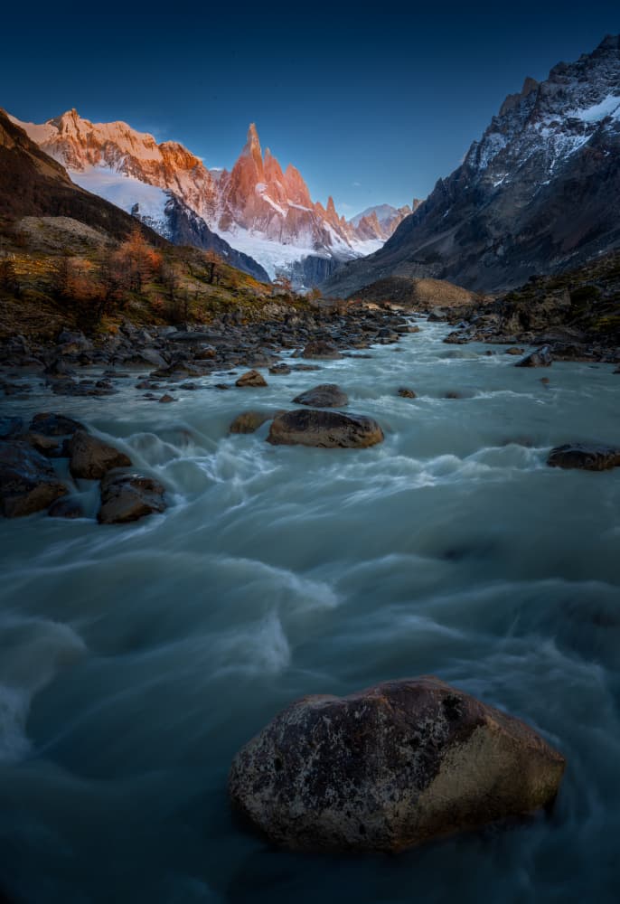 Golden Peak River Landscape by Bing Li — canvas wall art