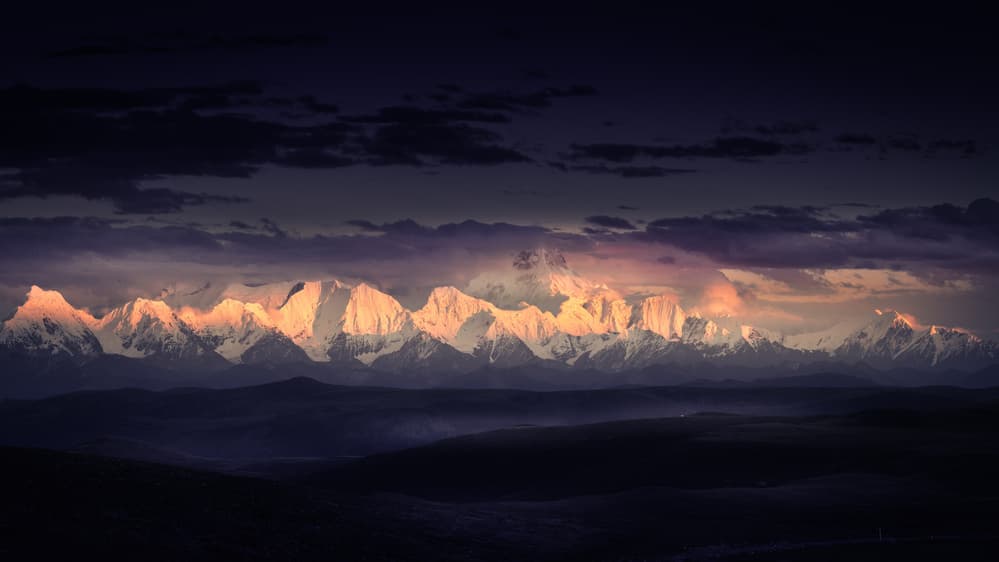 Golden Mountain Range by qiye — canvas wall art