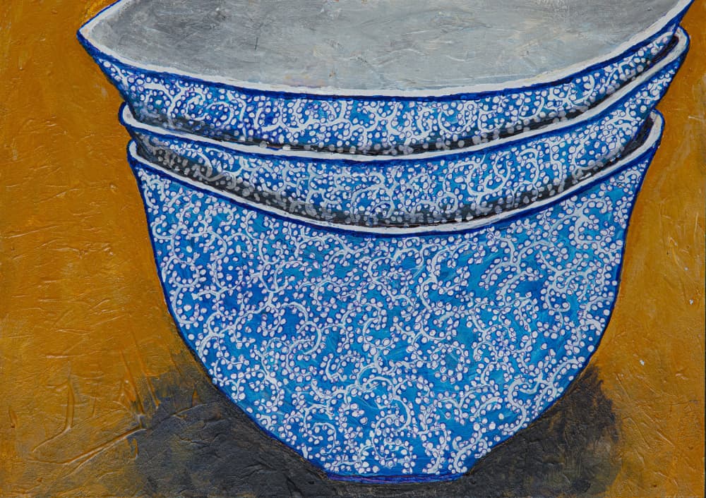 Stacked Patterned Bowls by Dale Hefer — canvas wall art
