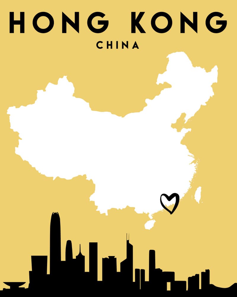 Love Hong Kong Map by Emiliano Deificus — canvas wall art