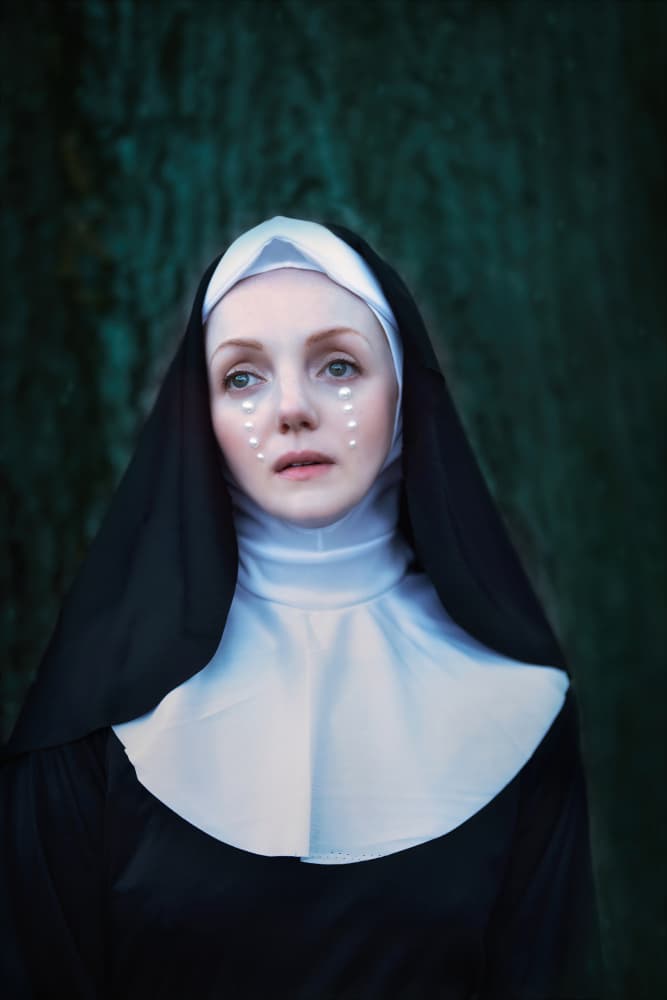 Contemplative Nun Portrait by Catherine Wang — canvas wall art