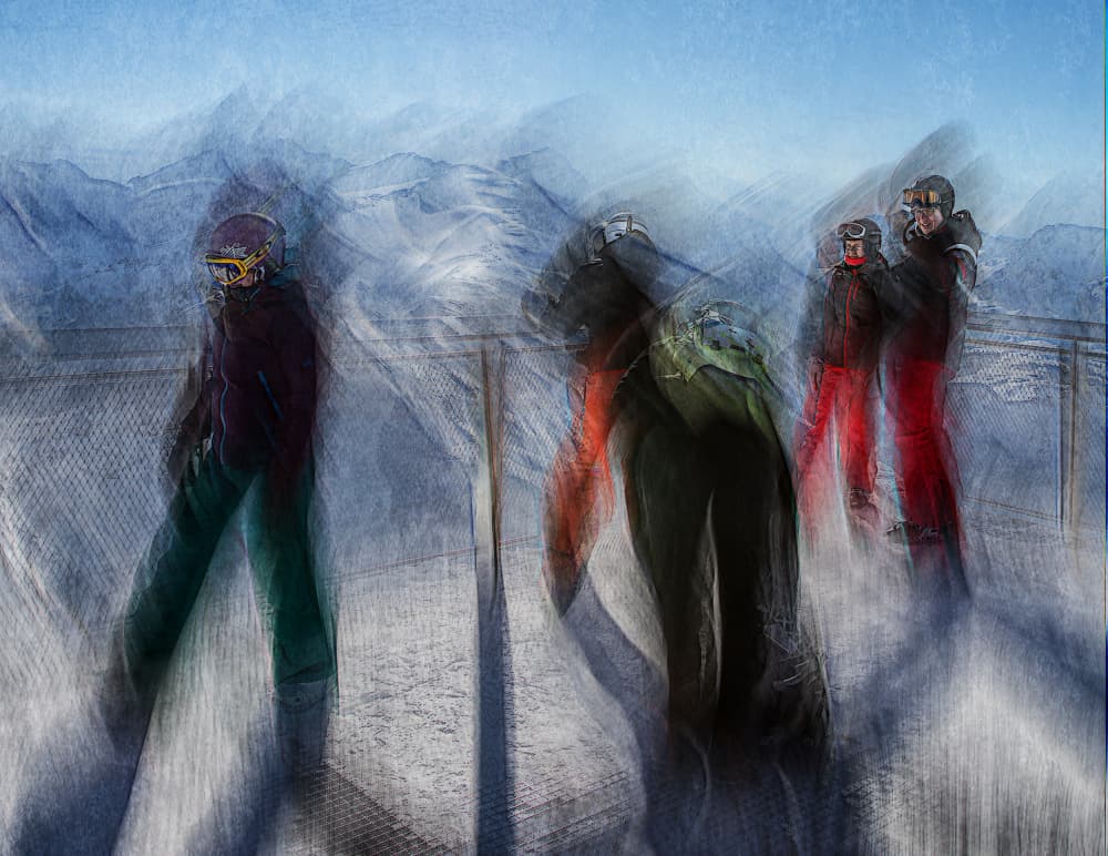 Blurred Mountain Skiers by Jan van der Linden — canvas wall art
