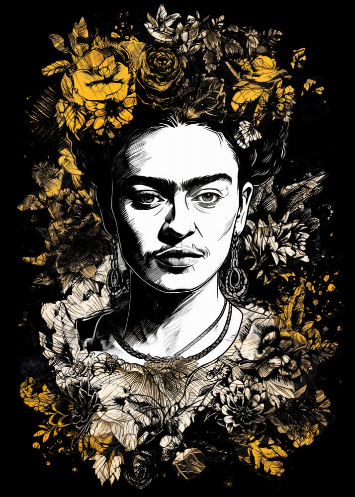 Strong Woman Floral Portrait by Justyna Jaszke — canvas wall art