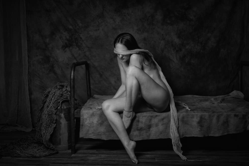 Blindfolded Pensive Nude by Ruth Franke — canvas wall art