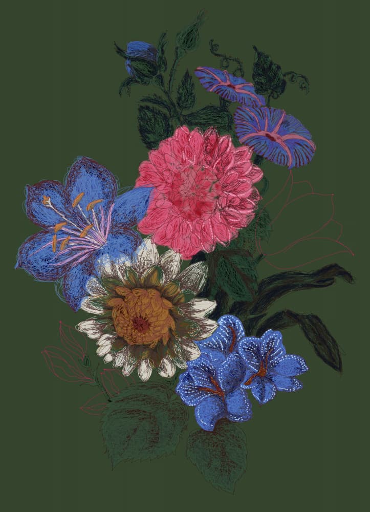 Colorful Garden Bouquet by XHOZUCAN — canvas wall art