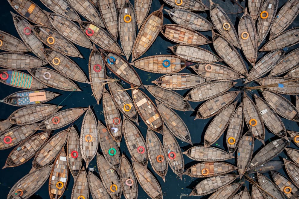 Colorful Boat Cluster by Azim Khan Ronnie — canvas wall art
