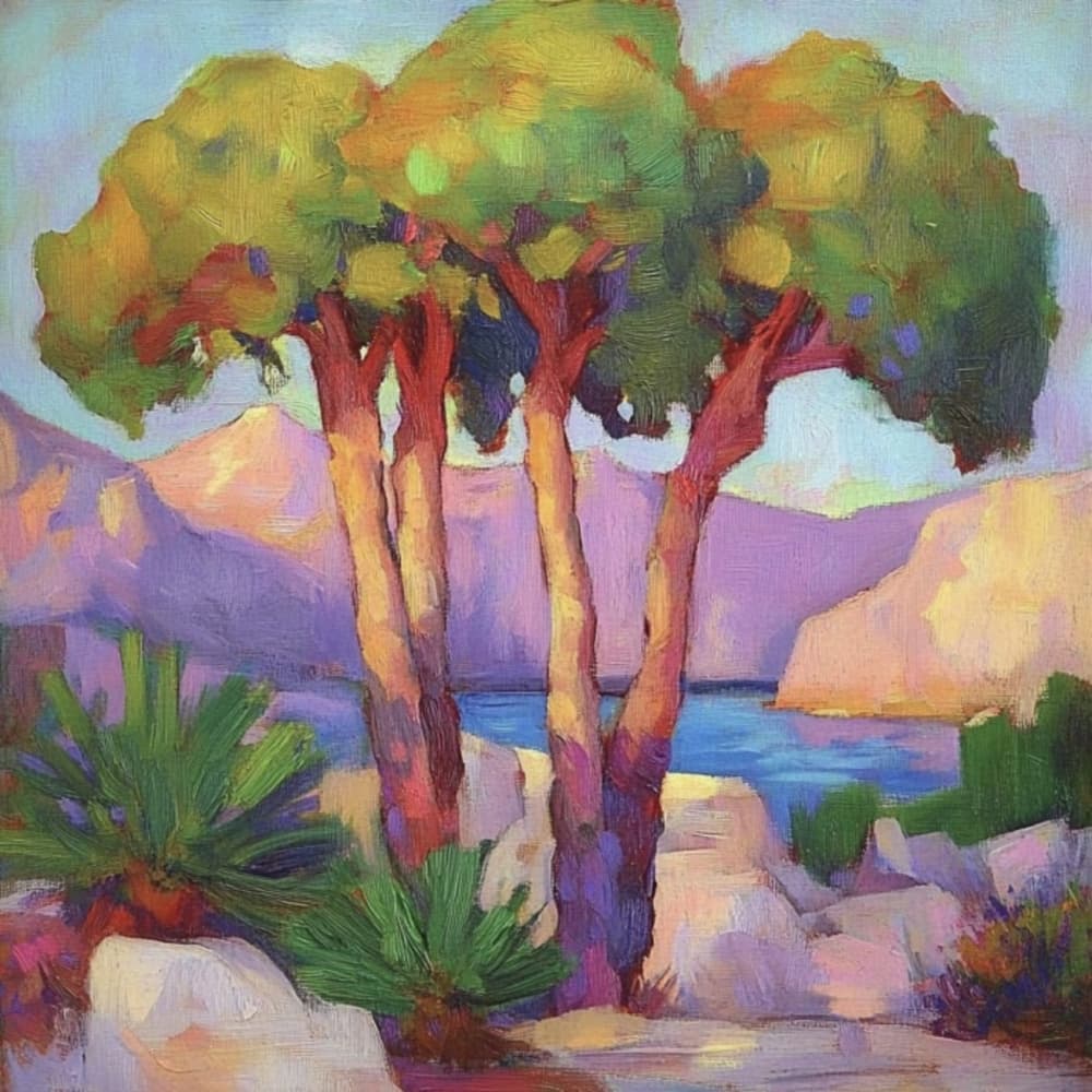 Glowing Coastal Trees by Avanesova Elena — canvas wall art