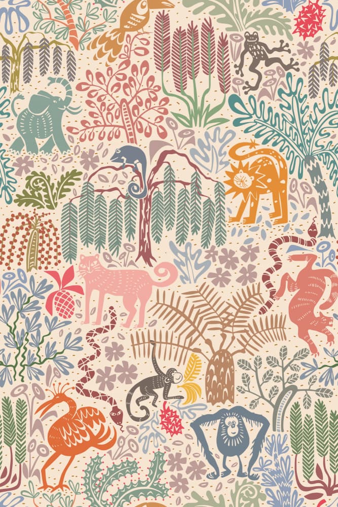 Jungle Folk Art Animals by Annick — canvas wall art