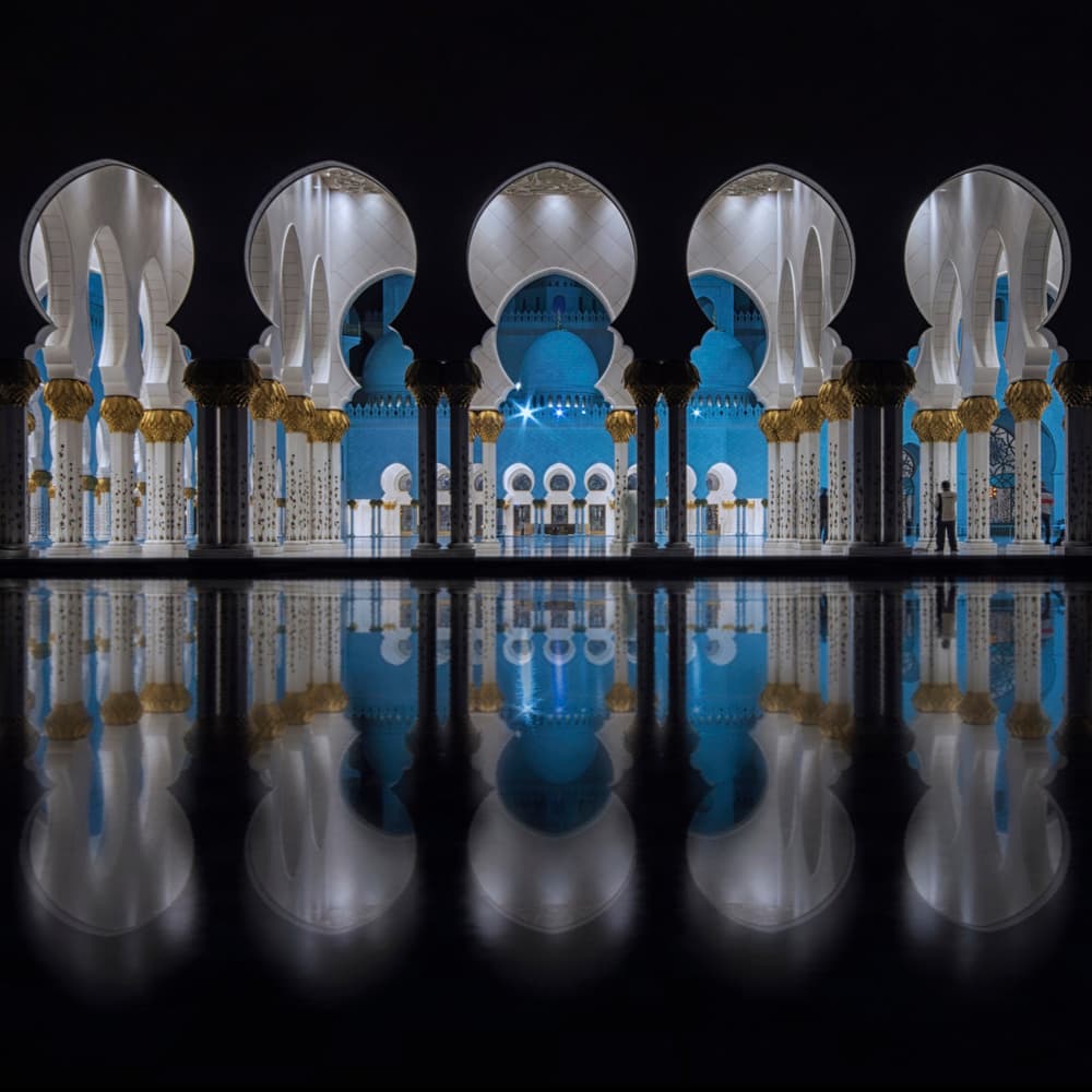 Grand Mosque Reflection by Ahmed Thabet — canvas wall art