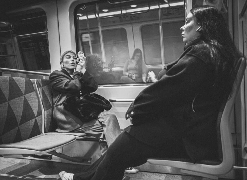 Subway Makeup Reflection by Alex Ogazzi — canvas wall art