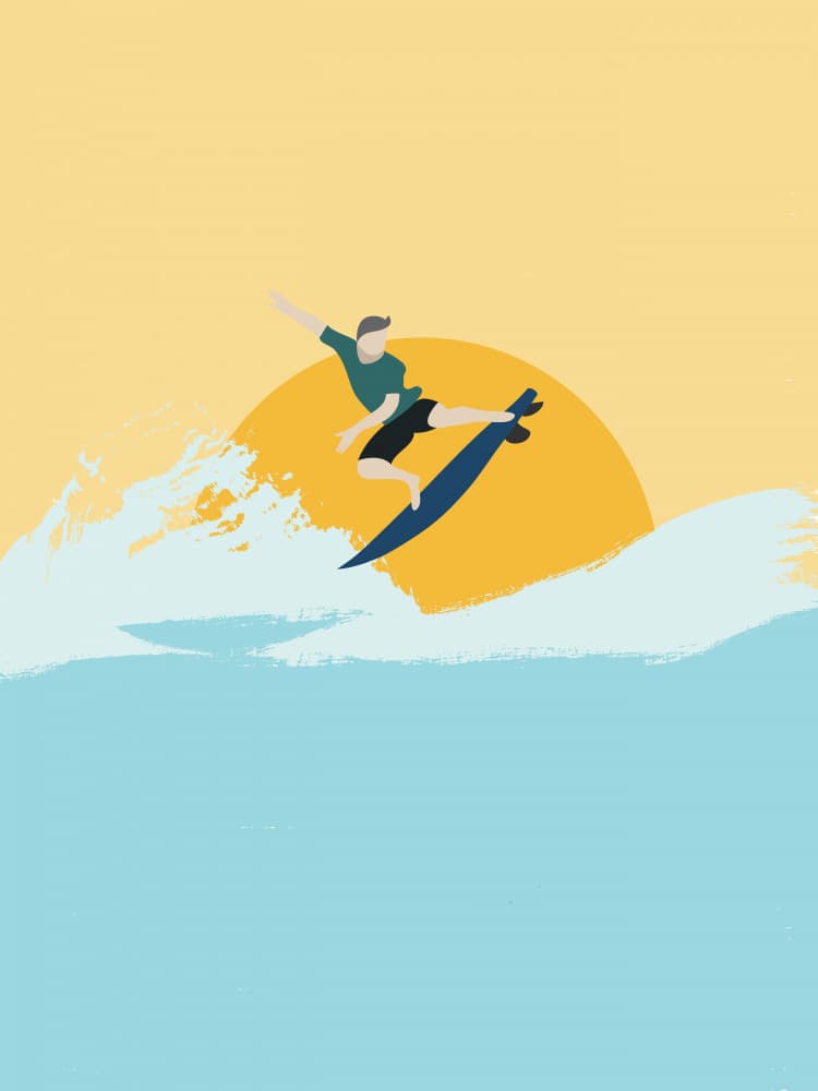 Sunset Surf Jump by Nikita Jariwala — canvas wall art
