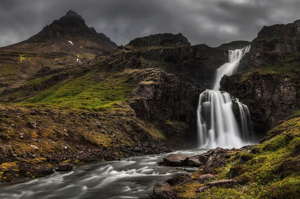 Dramatic Mountain Waterfall by Bragi Ingibergsson - BRIN — canvas wall art