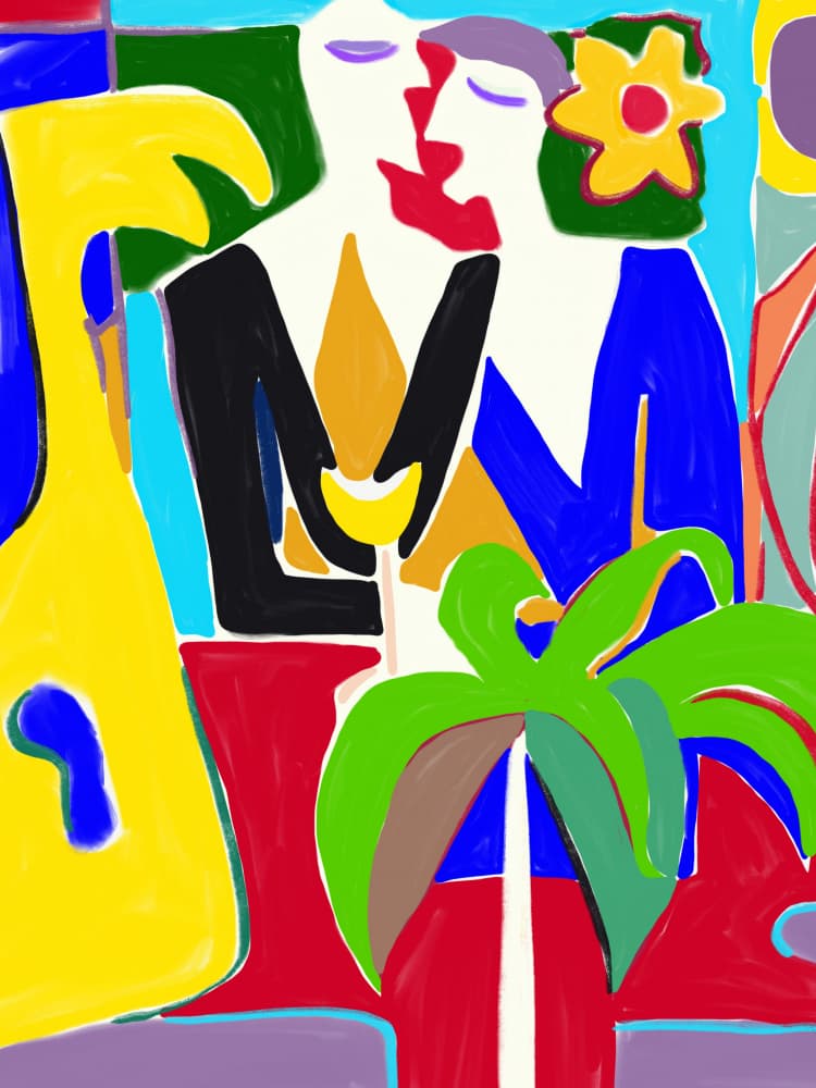 Vibrant Couple Celebration by Little Dean — canvas wall art