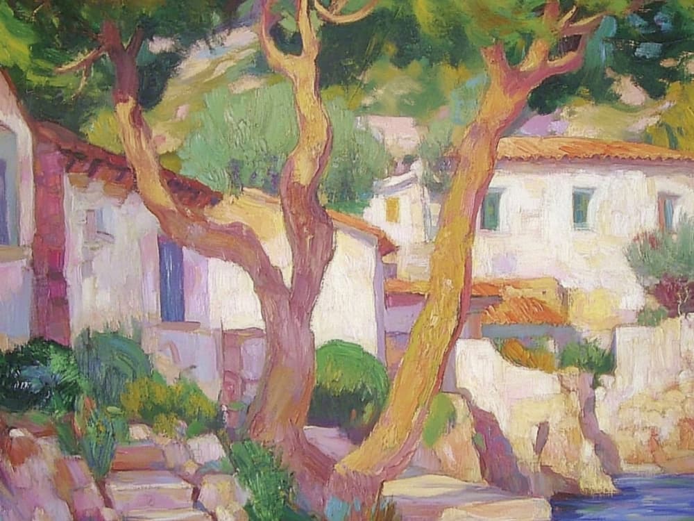 Sunny Coastal Village by Avanesova Elena — canvas wall art