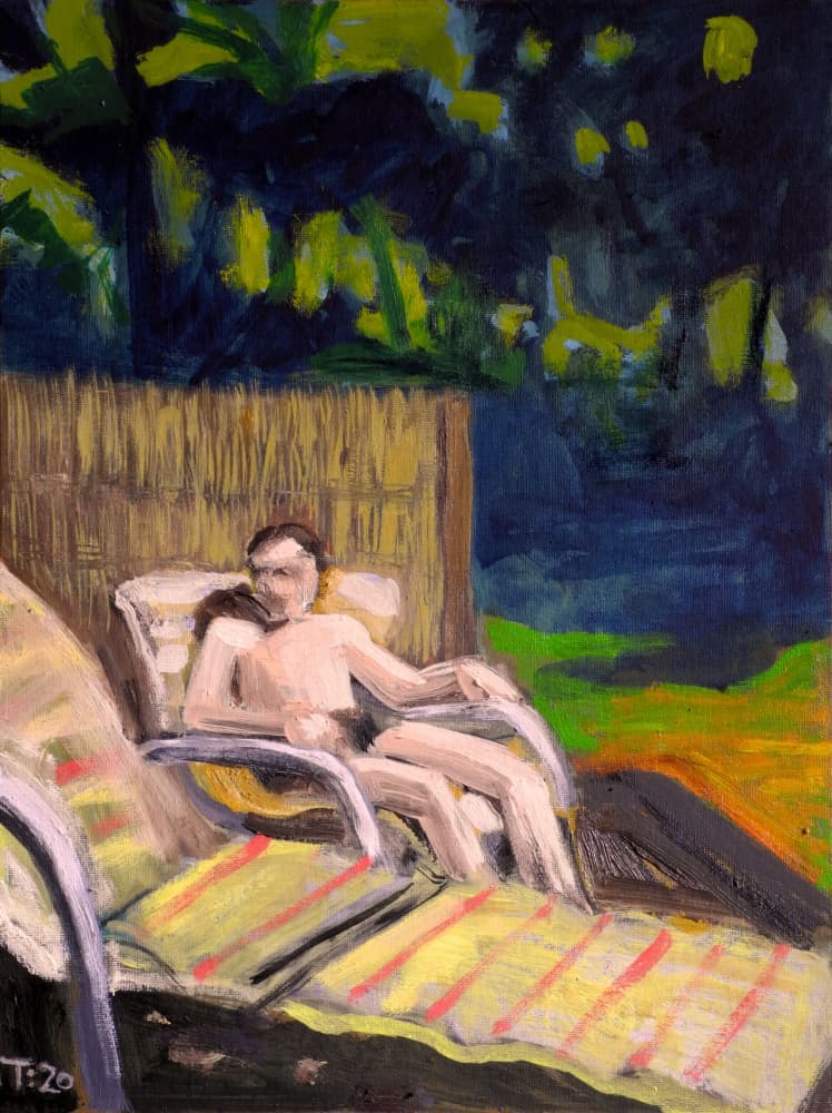 Man Lounging Outdoors by Tore Bahnson — canvas wall art