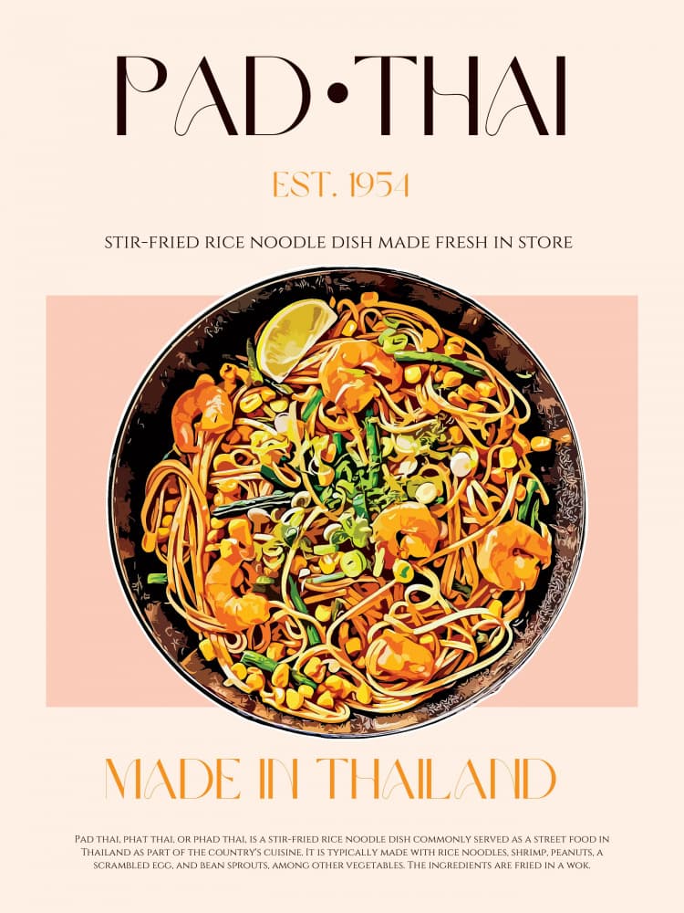 Vibrant Pad Thai Noodles by Nazma Khokhar — canvas wall art