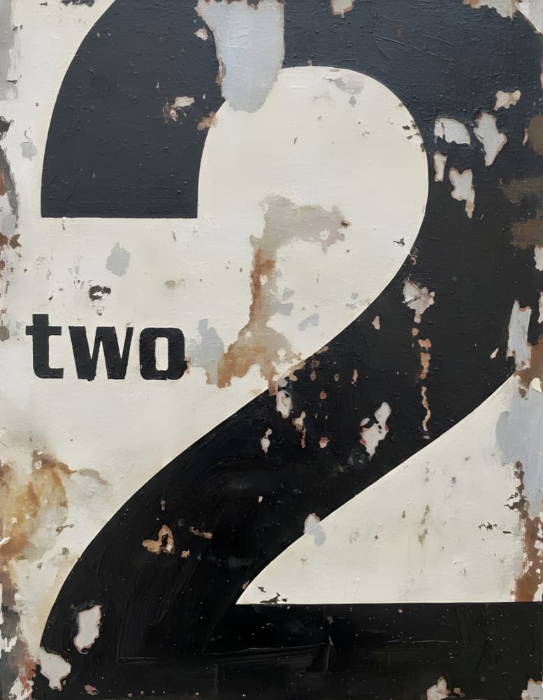 Distressed Number Two by HUGO — canvas wall art