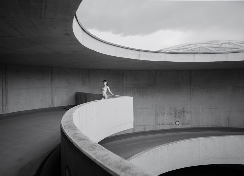 Figure in Concrete Spiral by Michael Allmaier — canvas wall art