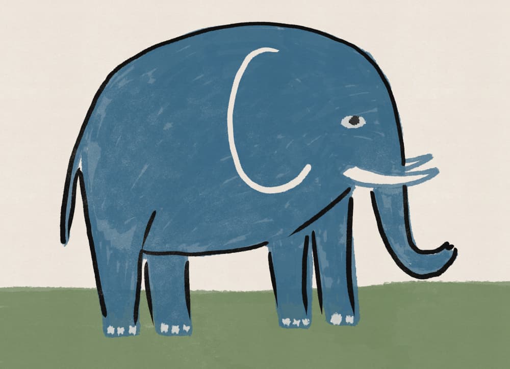 Cute Blue Elephant by Nicholas — canvas wall art