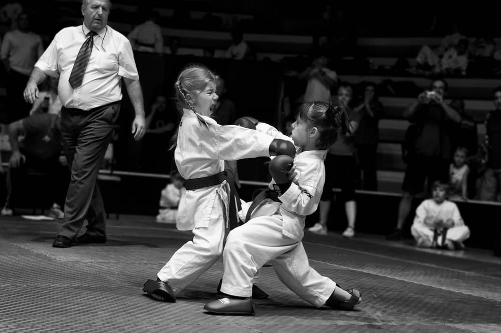 Intense Karate Sparring by Marcel Rebro — canvas wall art
