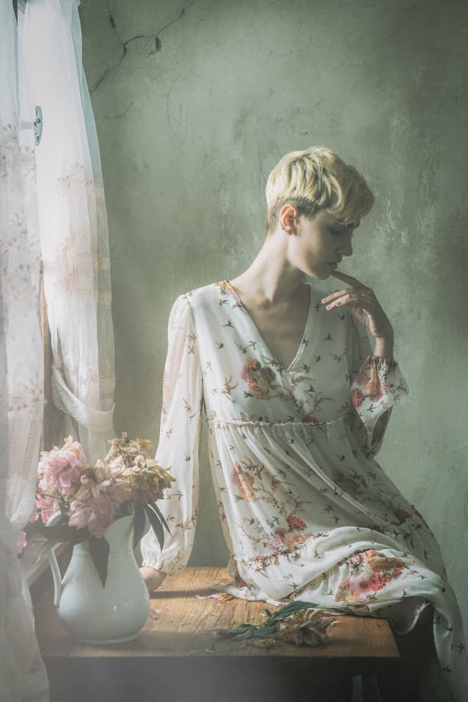Dreamy Woman With Flowers by Ruth Franke — canvas wall art