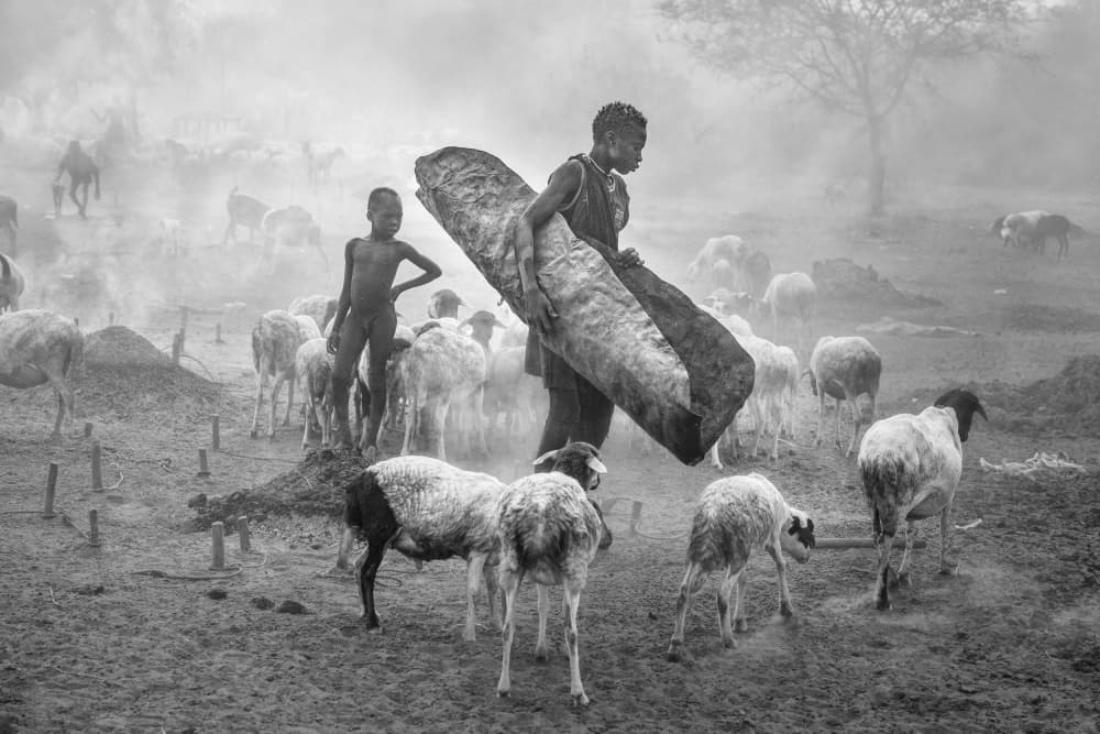 African Herders Dusty Haze by Trevor Cole — canvas wall art