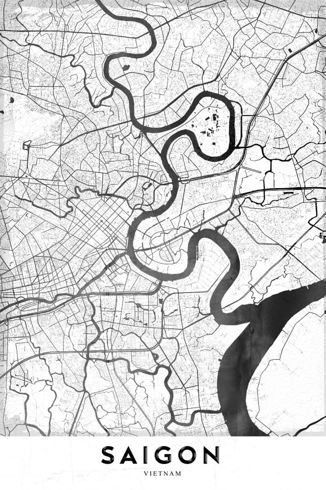 Saigon Vietnam Map by StudioSix — canvas wall art