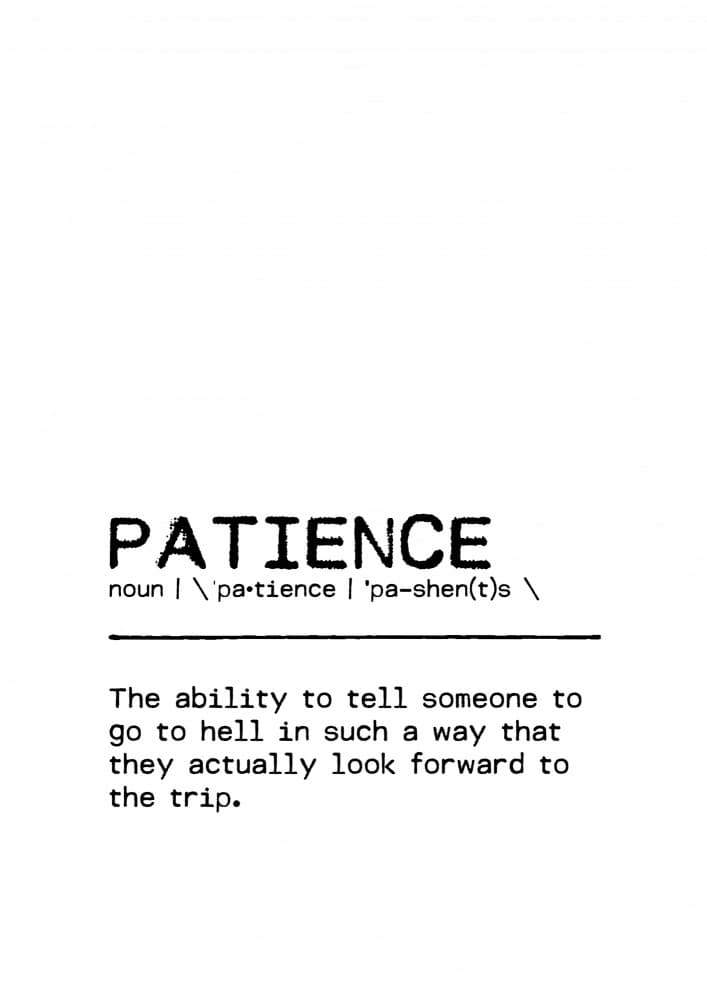 Patience Funny Definition by Orara Studio — canvas wall art