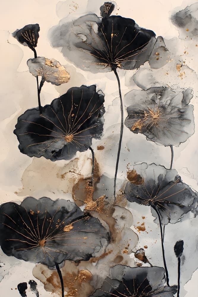 Golden Lotus Bloom by Miguel Bruzual — canvas wall art