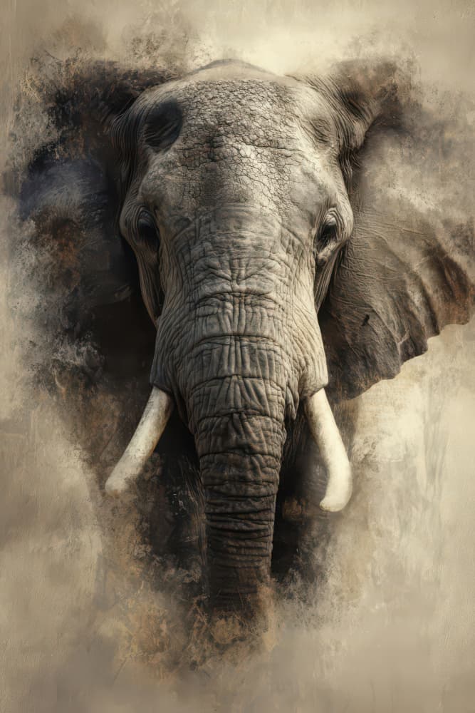 Majestic Elephant Portrait by Rafal Kulik — canvas wall art