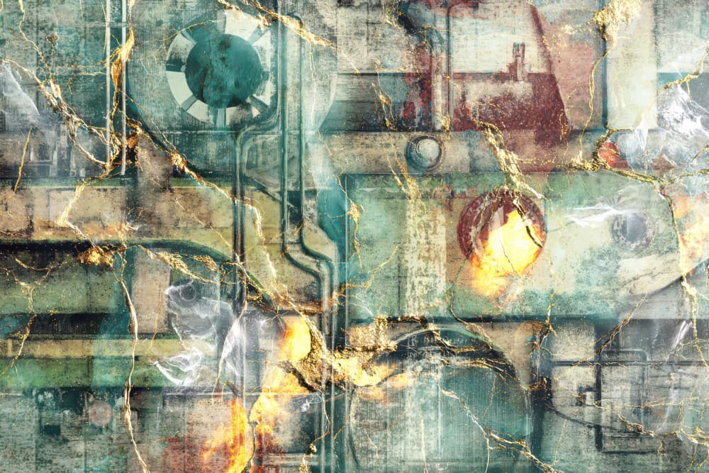 Steampunk Golden Mechanics by Rafal Kulik — canvas wall art