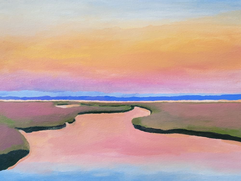 Tranquil River Sunset by Claire Whitehead — canvas wall art