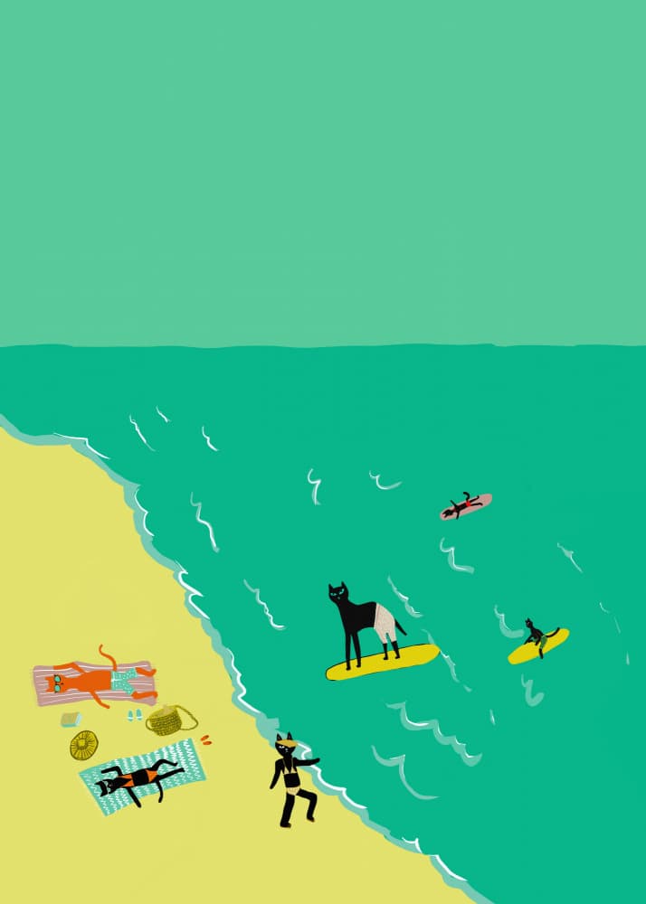 Cats Summer Beach Day by Sharyn Bursic — canvas wall art