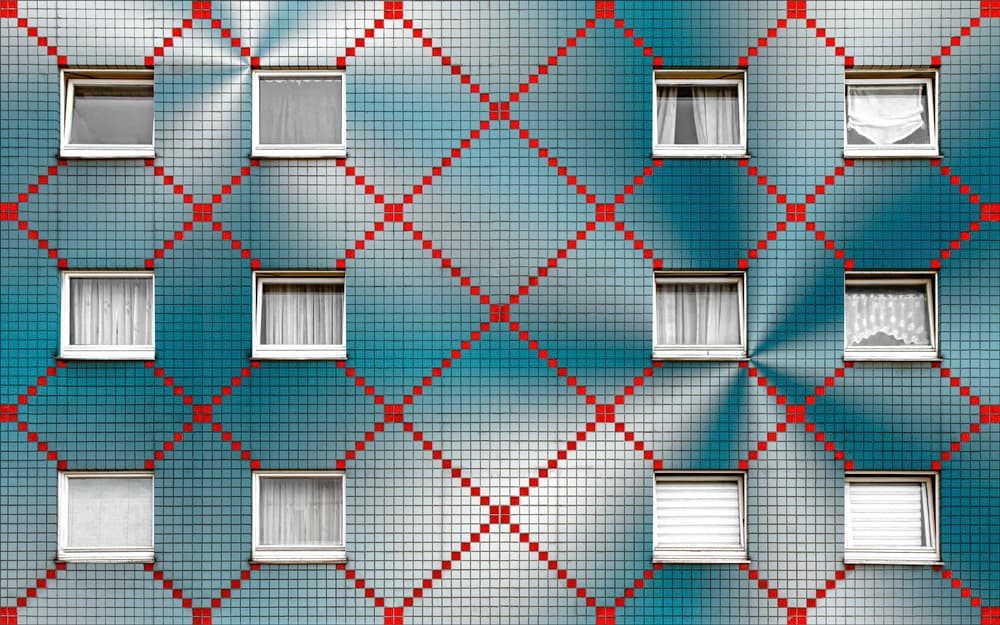Geometric Blue Grid Windows by Gilbert Claes — canvas wall art