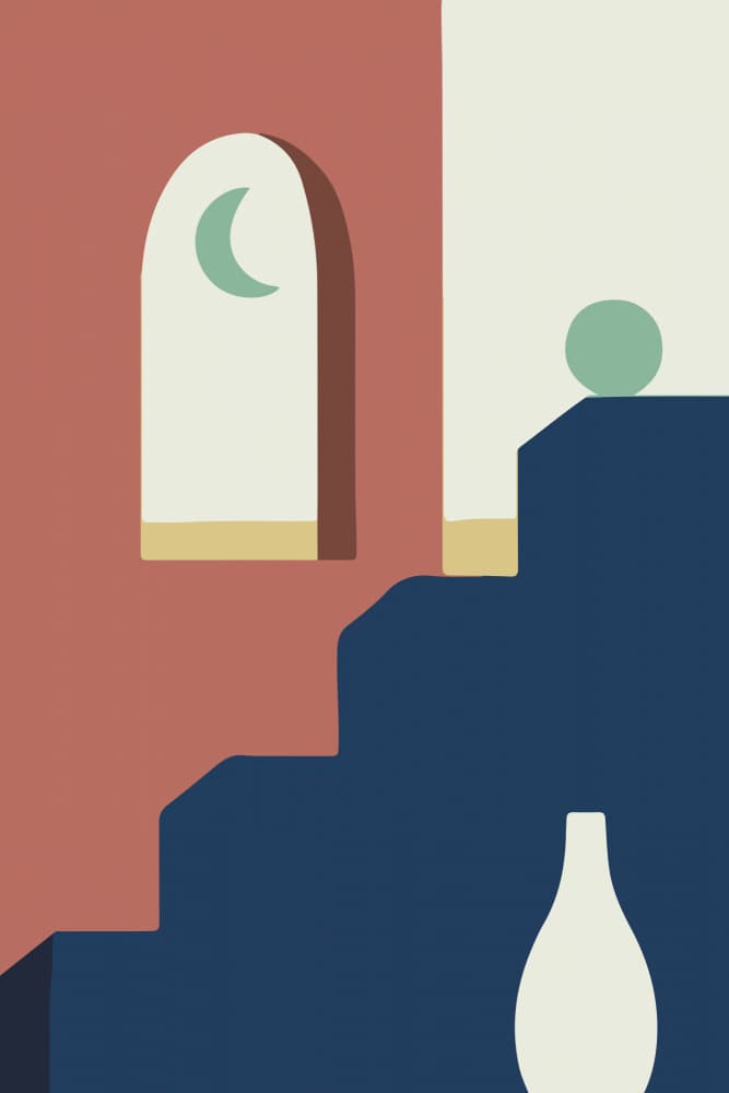 Geometric Moon Steps by jay stanley — canvas wall art