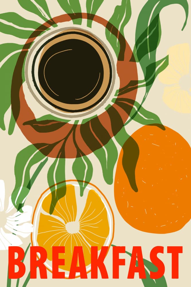 Breakfast Coffee Oranges by casa cartissi — canvas wall art