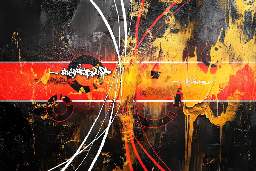 Red Gold Grunge Abstract by Rafal Kulik — canvas wall art
