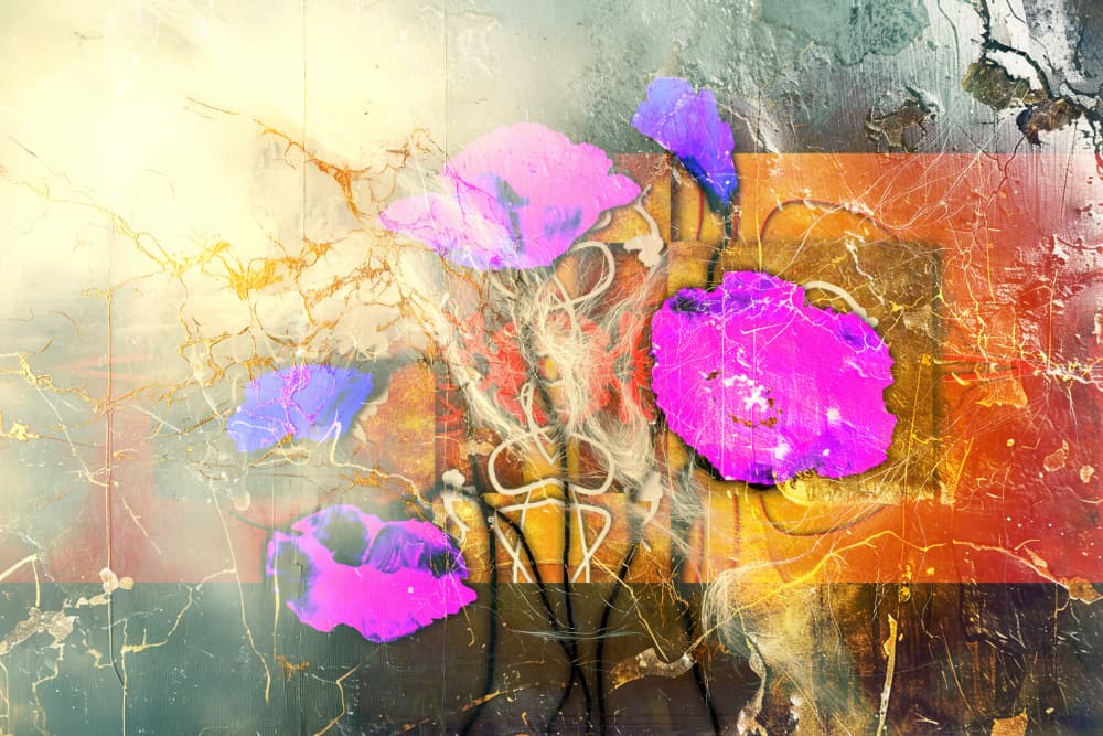 Vibrant Abstract Poppies by Rafal Kulik — canvas wall art