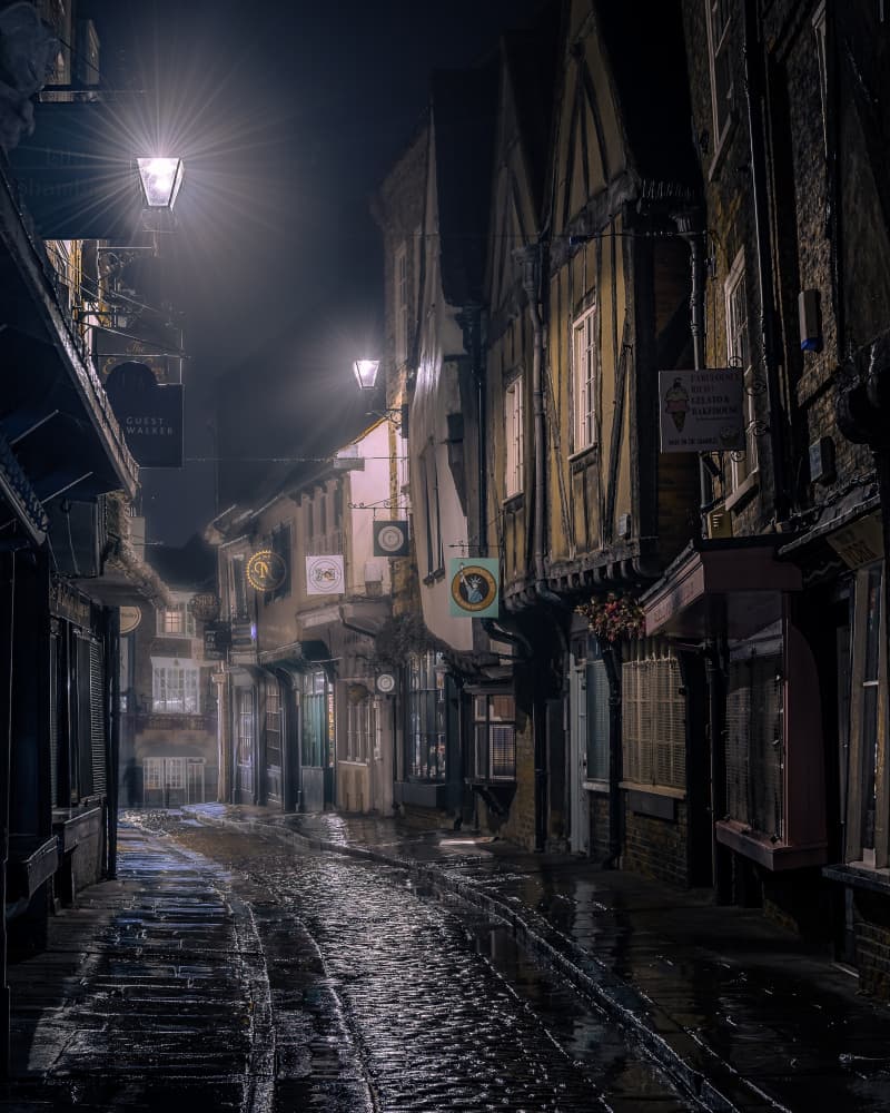 Misty Cobblestone Night by Francis Wilson — canvas wall art