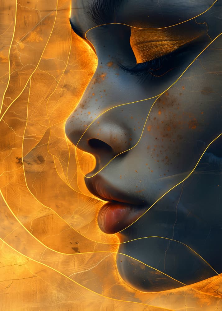 Serene Golden Profile by Justyna Jaszke — canvas wall art