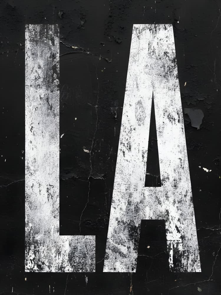 Distressed LA Letters by HUGO — canvas wall art