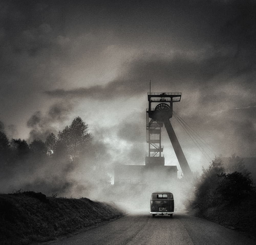Industrial Fog Drive by Holger Droste — canvas wall art