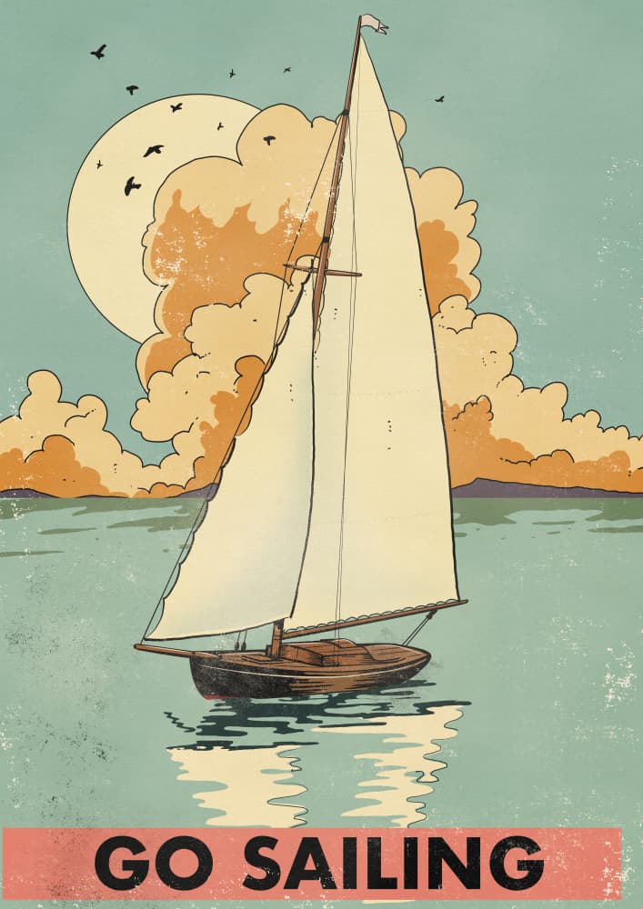 Vintage Sailboat Serenity by Nicholas — canvas wall art