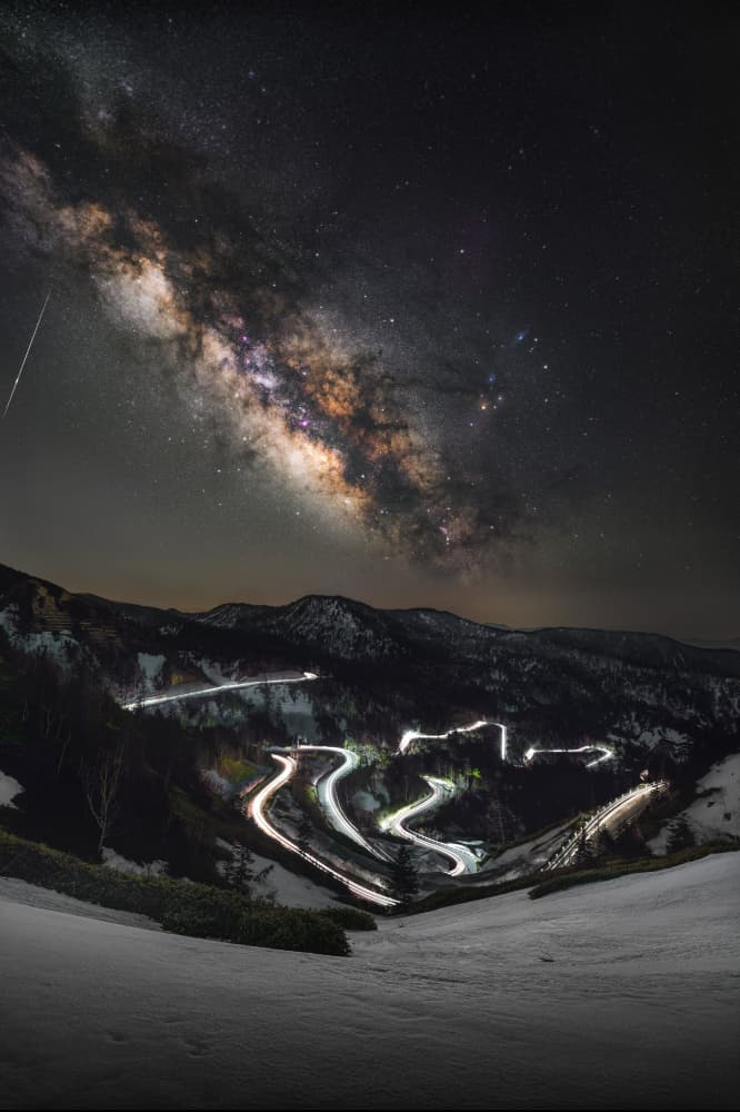 Milky Way Mountain Road by まちゅばら/Hiroki Matsubara — canvas wall art