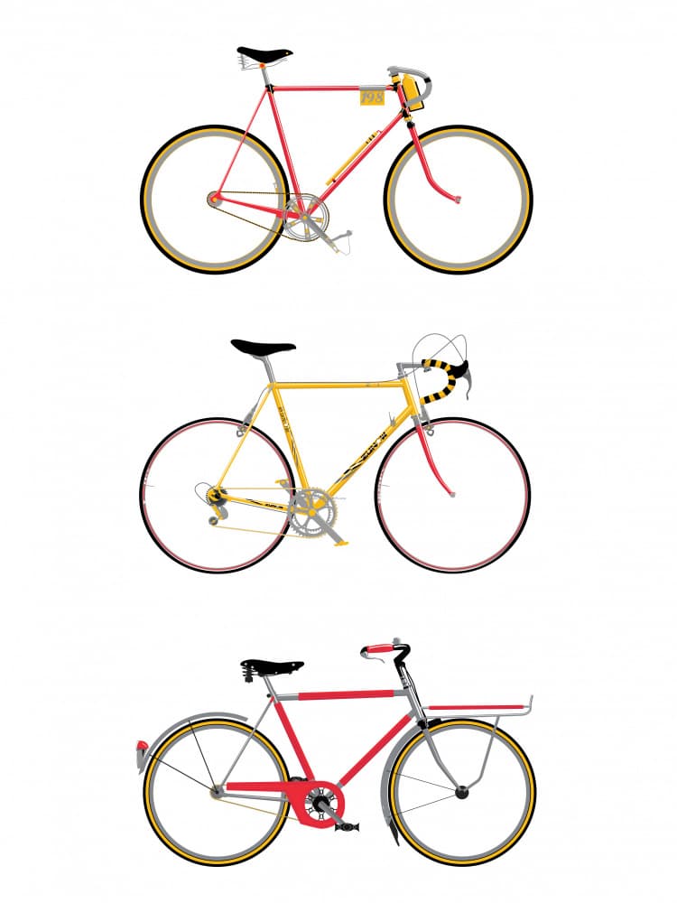 Three Classic Bicycles by Wyatt 9 — canvas wall art