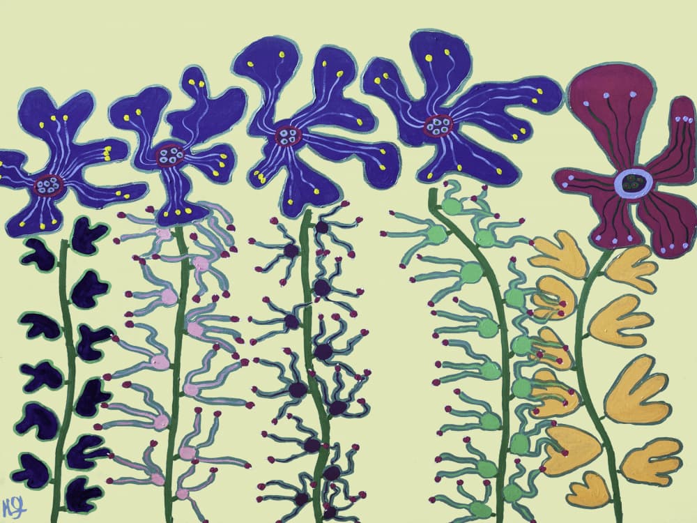 Abstract Whimsical Flowers by Helen Joynson — canvas wall art