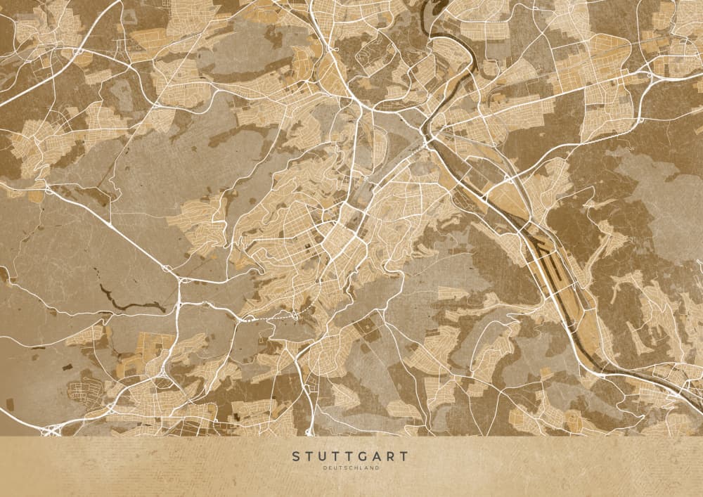 Stuttgart Germany City Map by Rosana Laiz Blursbyai — canvas wall art