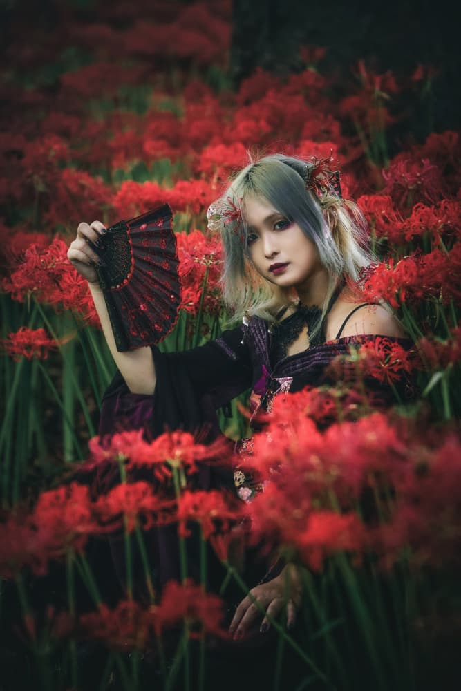 Lady Red Spider Lilies by KOIKI — canvas wall art