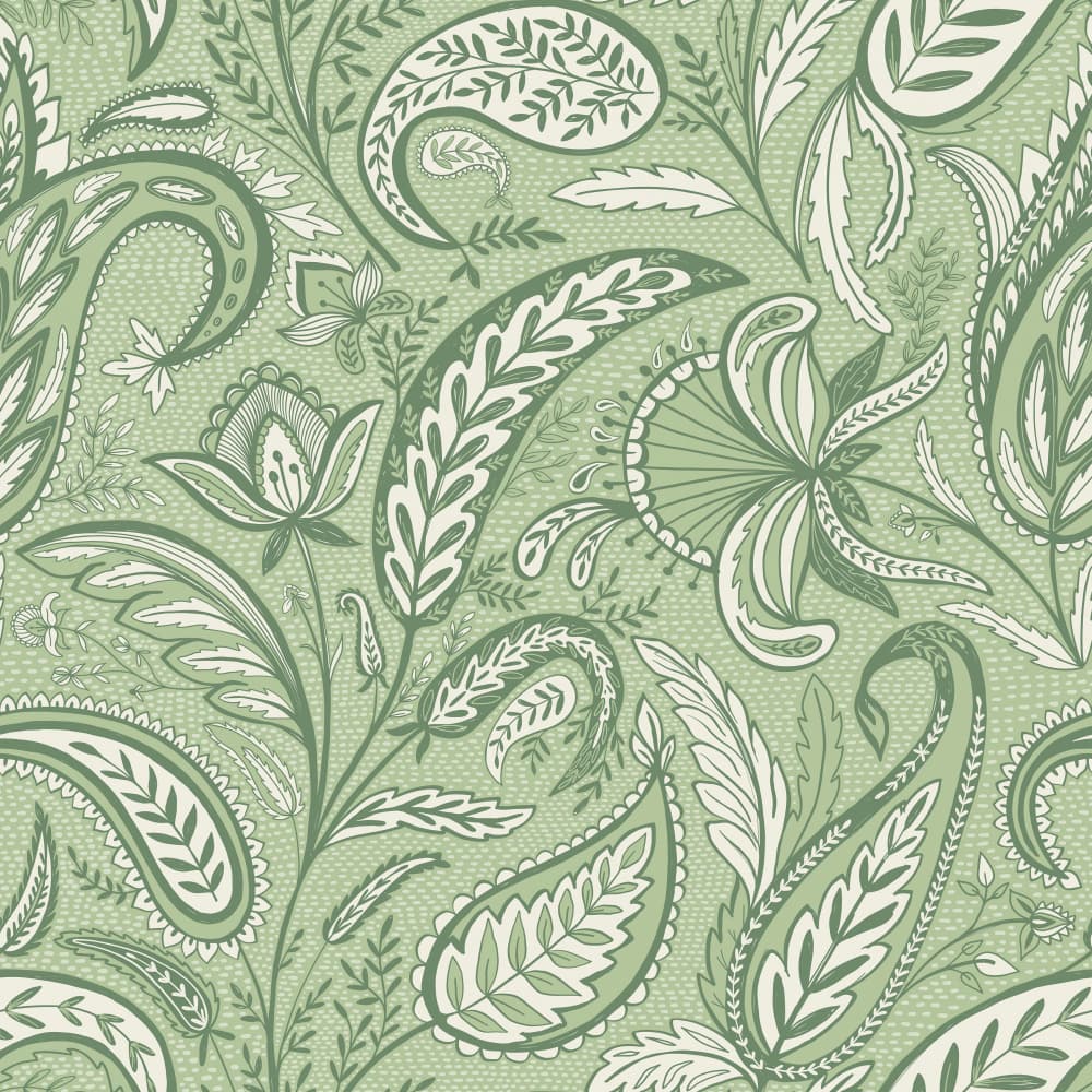 Green Paisley Garden by Alexandra Weise — canvas wall art