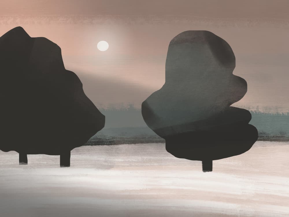 Misty Winter Trees by Little Dean — canvas wall art